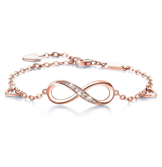 White Elements Infinite Pendant Chain Bracelet in 14K Rose Gold