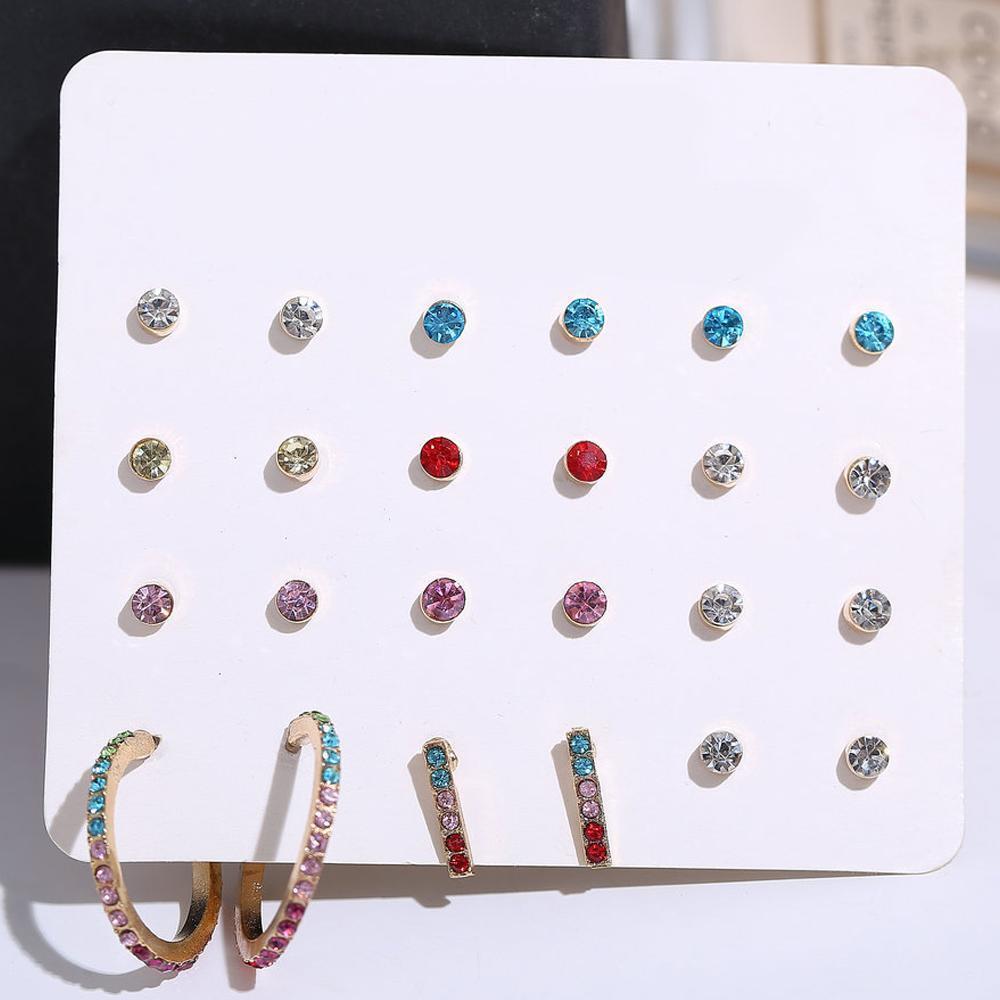 12 Piece Rainbow Set With Austrian Crystals 18K White Gold Plated