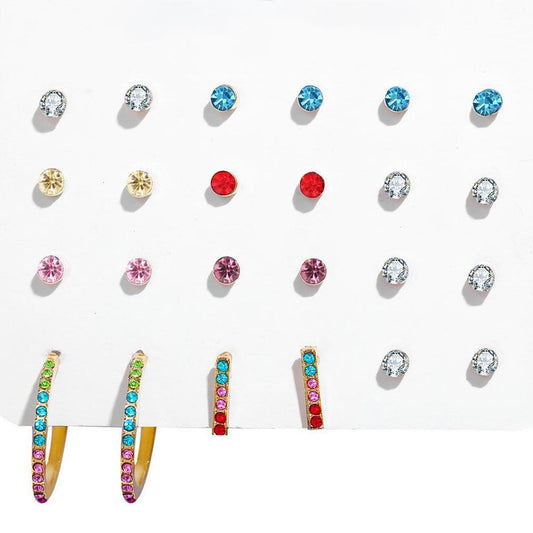 12 Piece Rainbow Set With Austrian Crystals 18K White Gold Plated