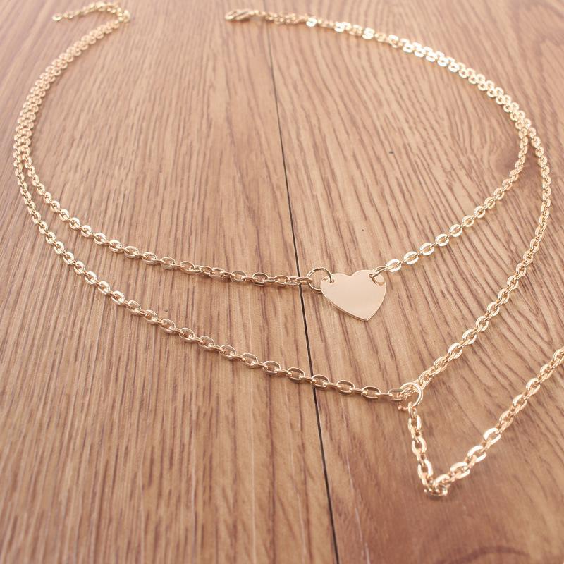 2 Piece Heart Necklace 18K Gold Plated Necklace ITALY Design