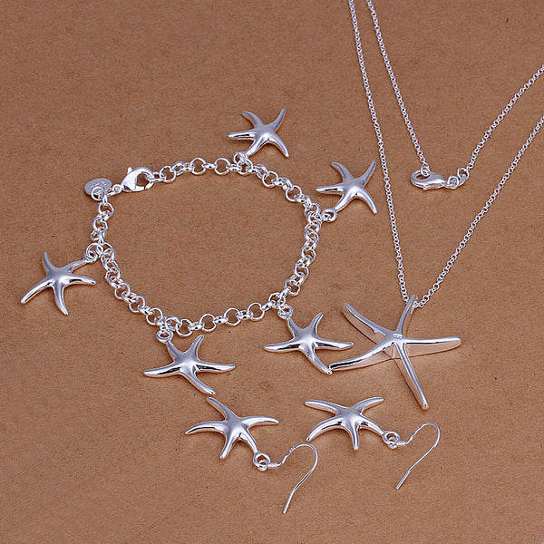 3 Piece Daisy Starfish  18K White Gold Plated Set in 18K White Gold
